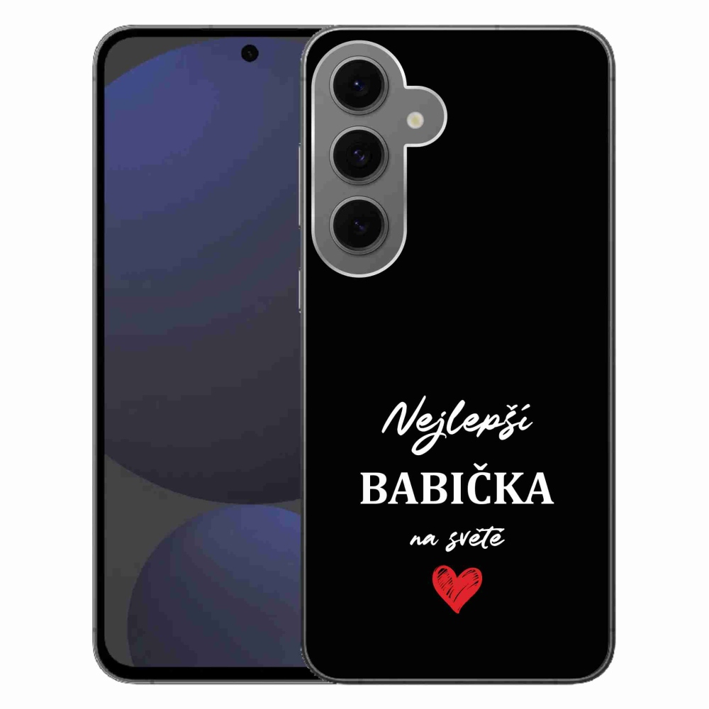 Gélový kryt mmCase na Samsung Galaxy S24 FE - najlepšia babička 1 čierne pozadie