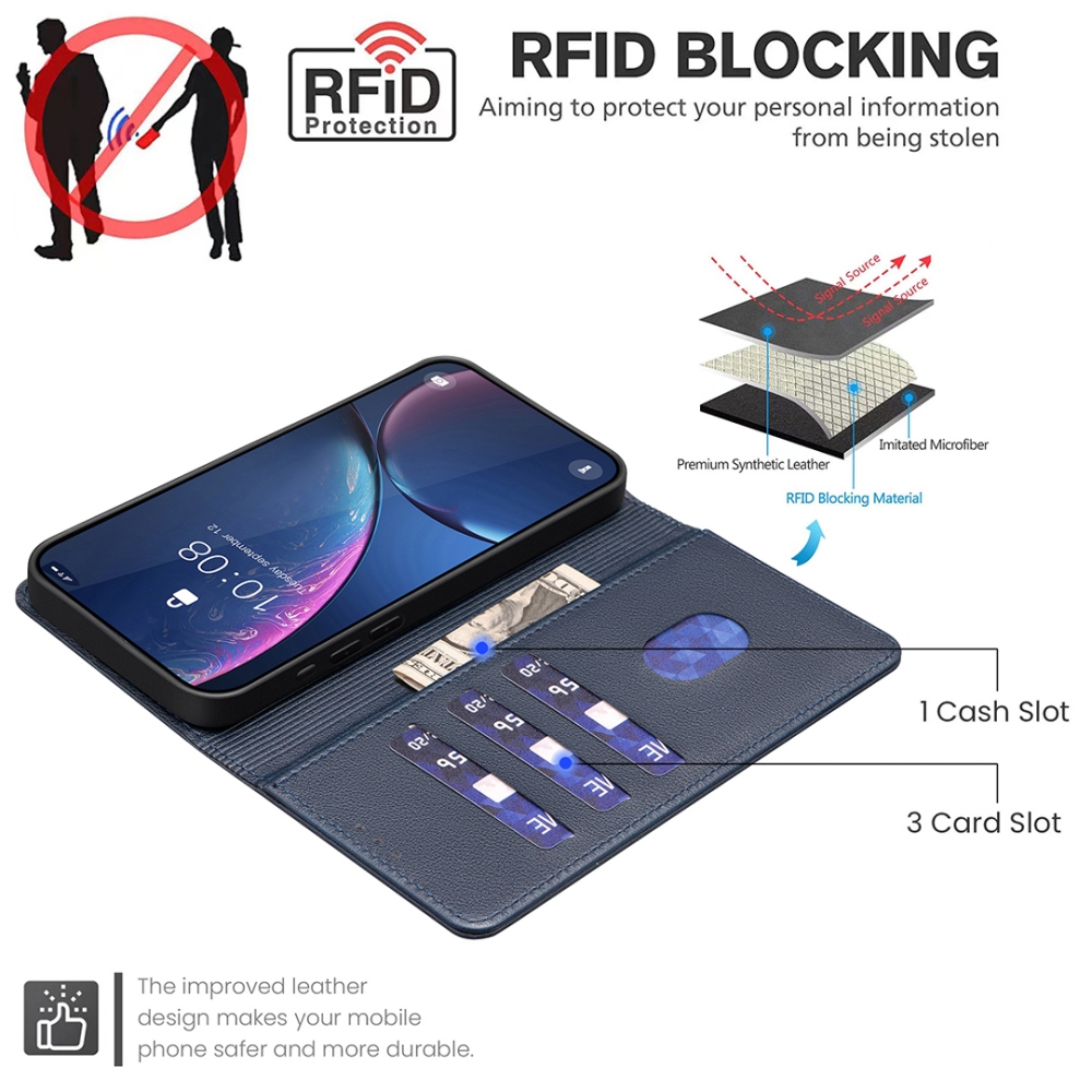 BINFEN knižkové púzdro na iPhone 17 Pro Max - modré