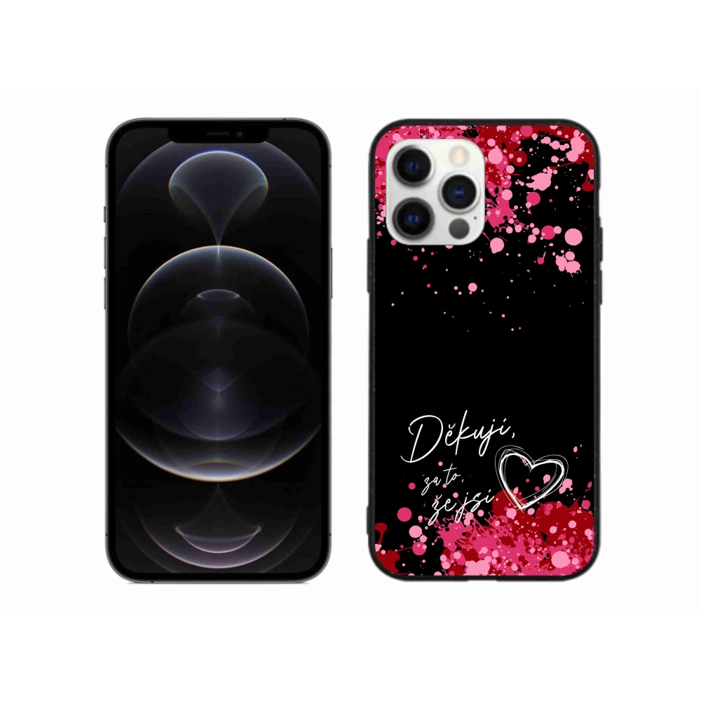 Gélový kryt mmCase na iPhone 12 Pro Max - zamilovaný text 2 čierne pozadie