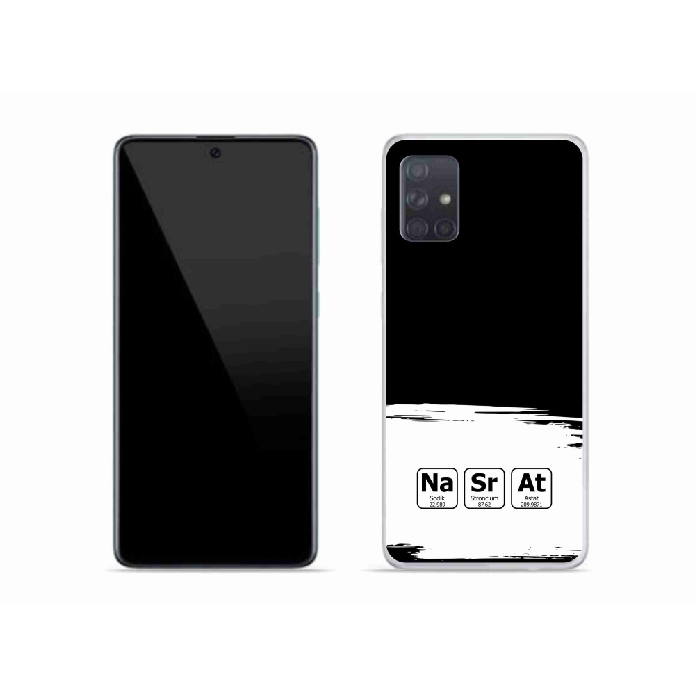 Gélový kryt mmCase na Samsung Galaxy A51 - chemické prvky bieločierne pozadie