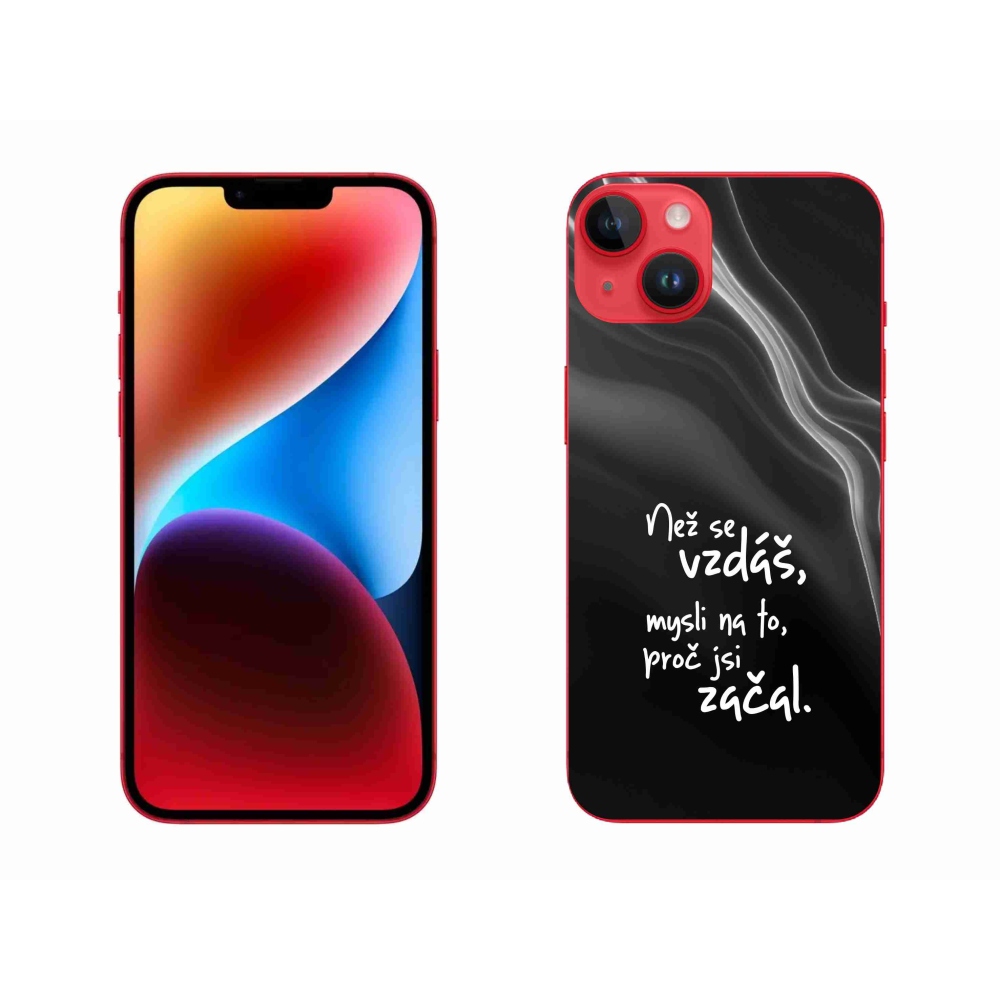 Gélový kryt mmCase na iPhone 14 Plus - citát 2 čierne pozadie