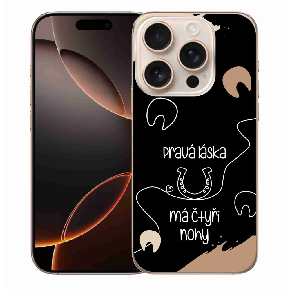 Gélový kryt mmCase na iPhone 16 Pro Max - konský motív čierne pozadie