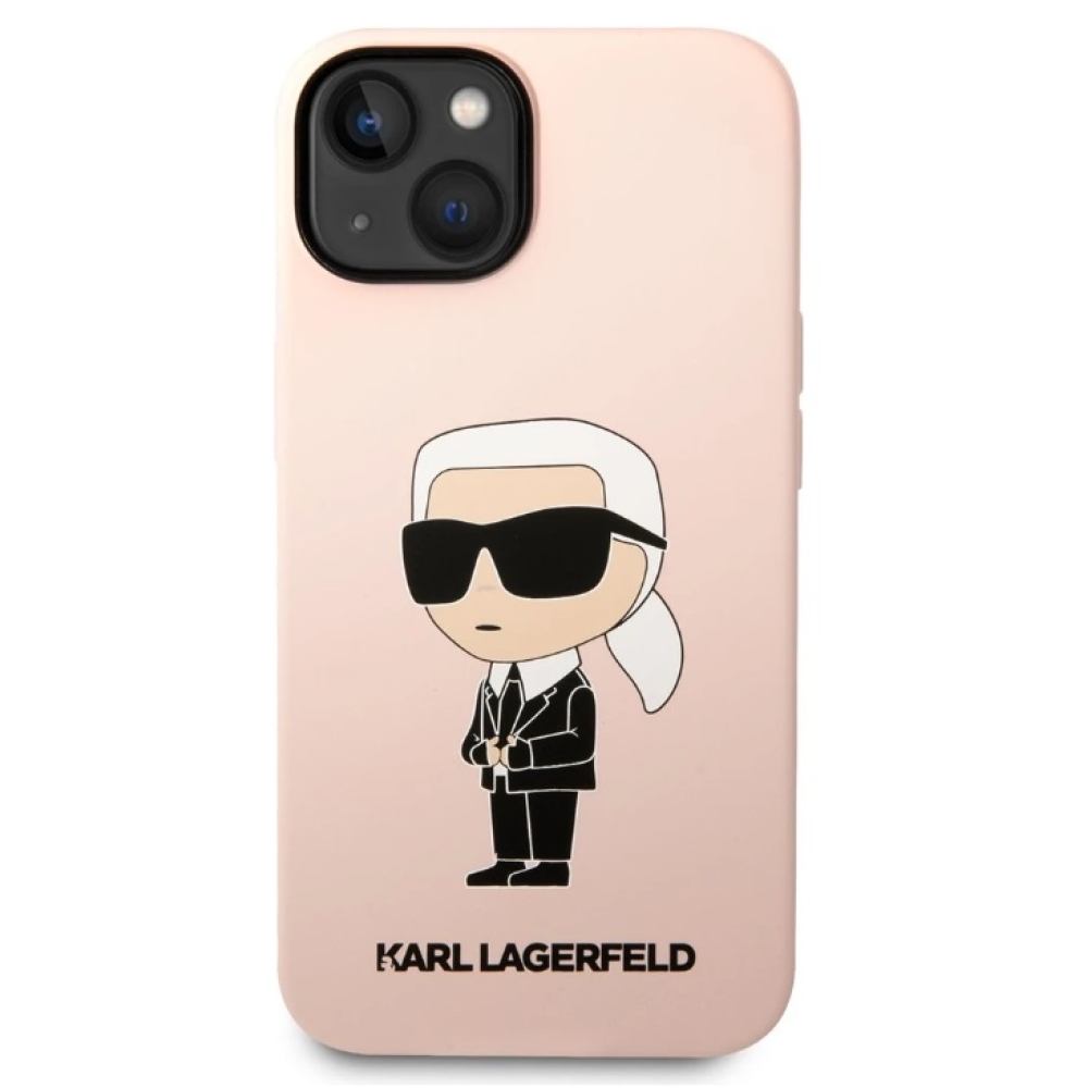 Karl Lagerfeld Liquid Silicone Ikonik NFT kryt iPhone 14 ružový