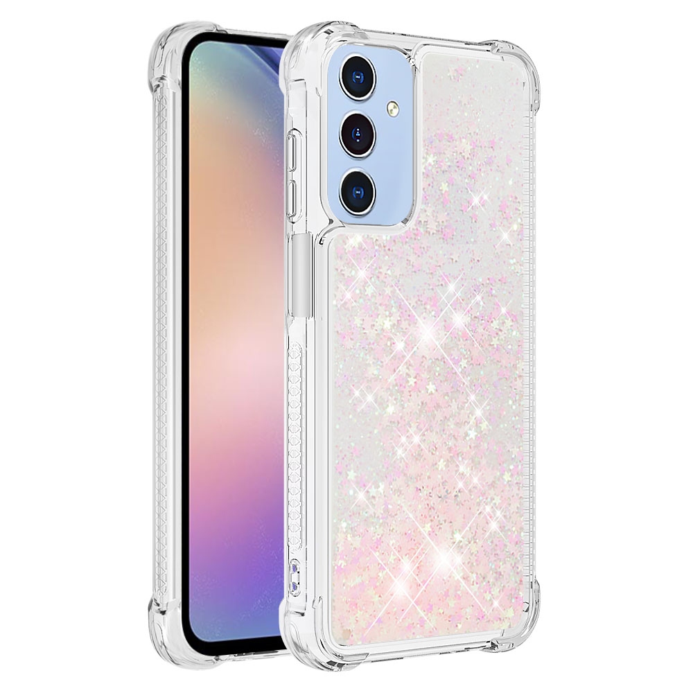 Glitter presýpacie gélový obal na Samsung Galaxy A17 5G - ružový/hviezdičky