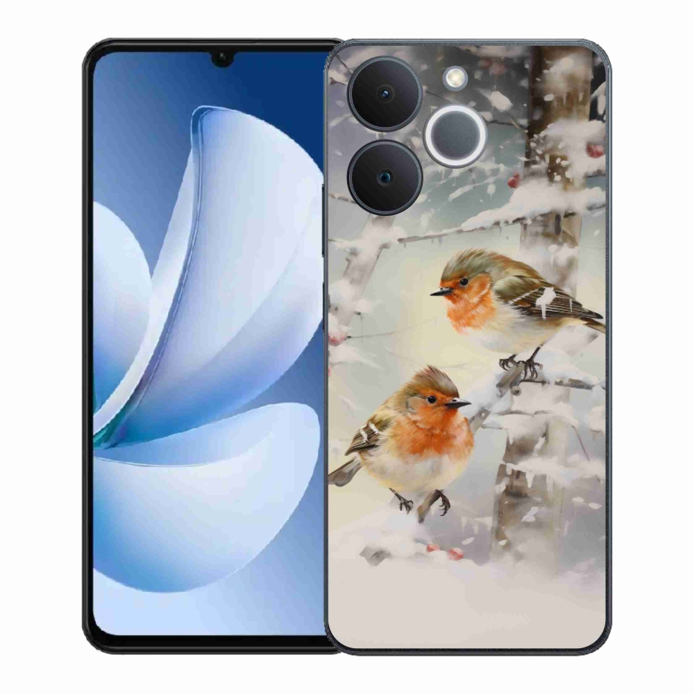 Gélový kryt mmCase na Realme Note 70T - vtáčiky v zime