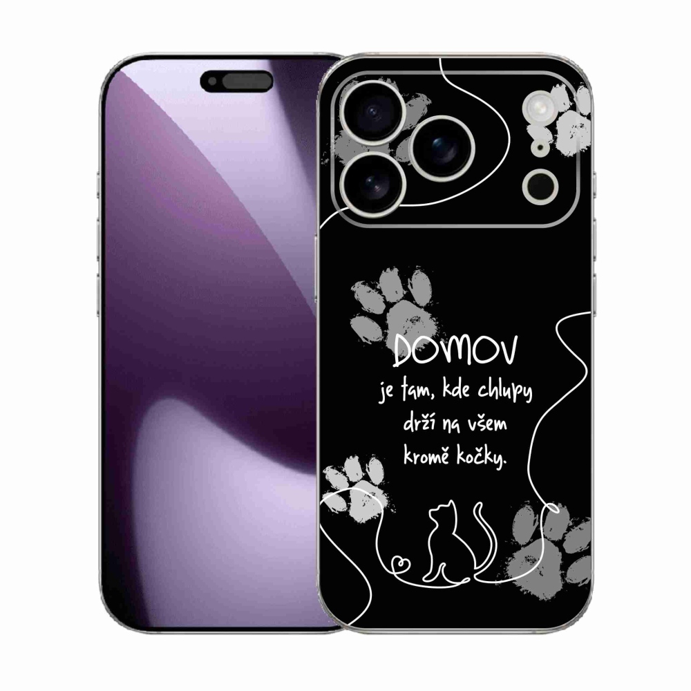 Gélový kryt mmCase na iPhone 17 Pro - mačacie motív čierne pozadie