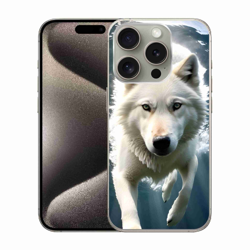 Gélový kryt mmCase na iPhone 15 Pro - biely vlk