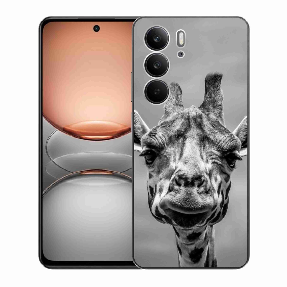 Gélový kryt mmCase na Realme C75 - čiernobiela žirafa