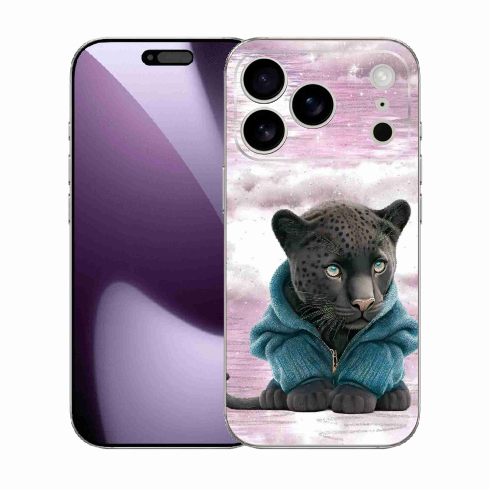 Gélový kryt mmCase na iPhone 17 Pro - čierny panter vo svetri