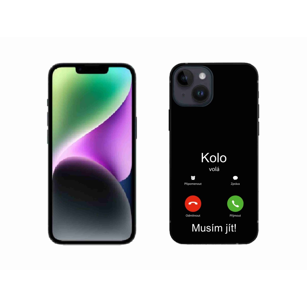 Gélový kryt mmCase na iPhone 14 - kolo volá čierne pozadie