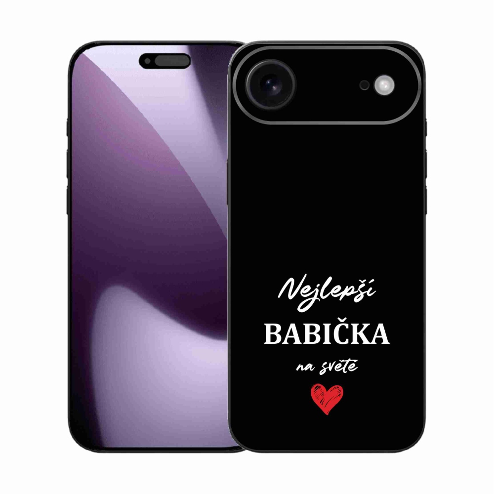 Gélový kryt mmCase na iPhone 17 Air - najlepšia babička 1 čierne pozadie