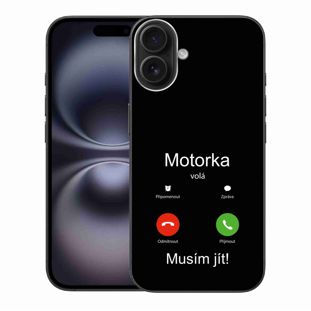 Gélový kryt mmCase na iPhone 16 Plus - motorka volá čierne pozadie