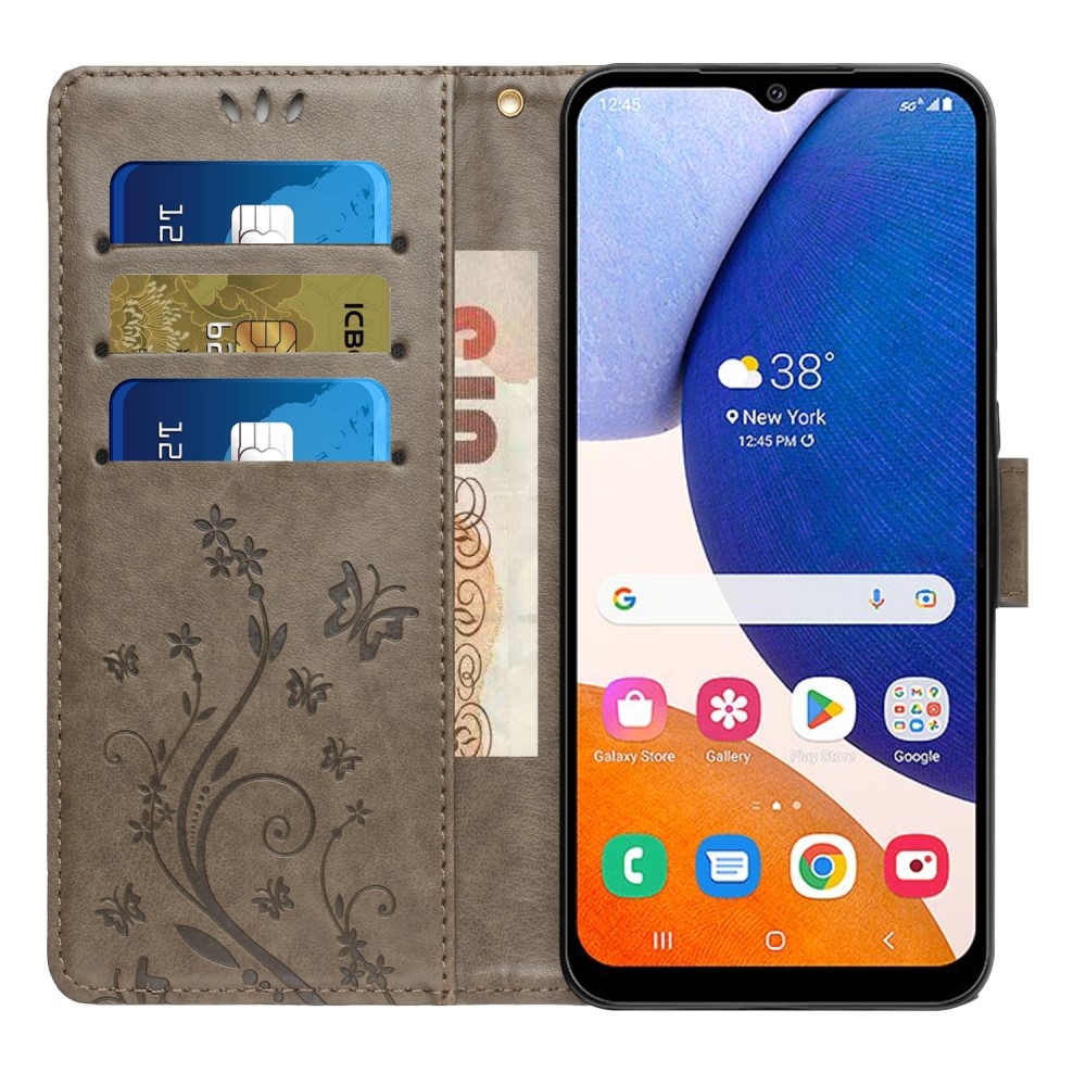 Flowers knižkové púzdro na Samsung Galaxy A05s - šedé