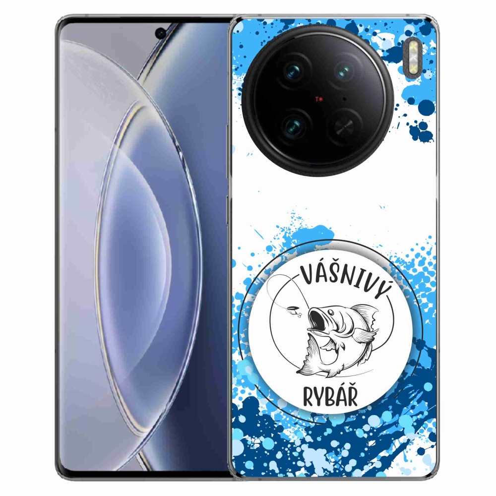 Gélový kryt mmCase na Vivo X90 Pro - vášnivý rybár biele pozadie