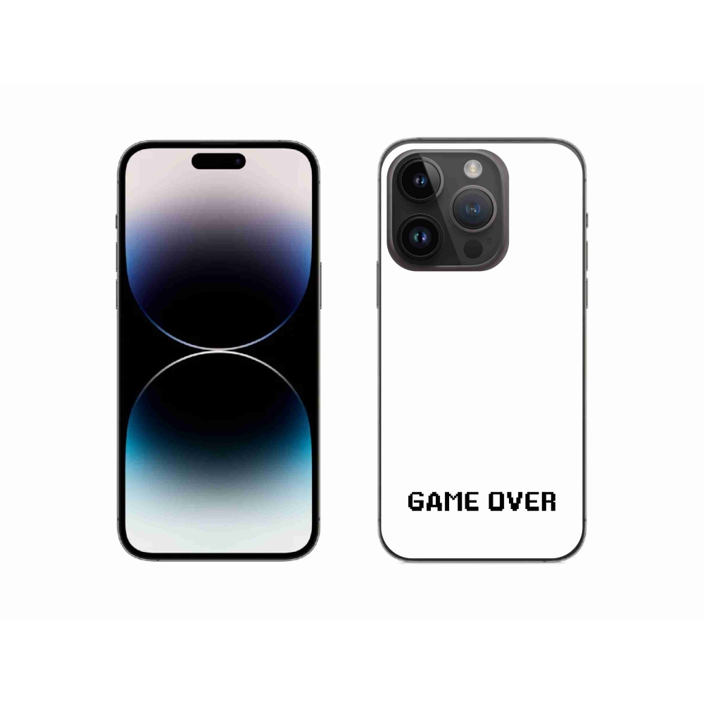 Gélový kryt mmCase na iPhone 14 Pro 6.1 - game over biele pozadie