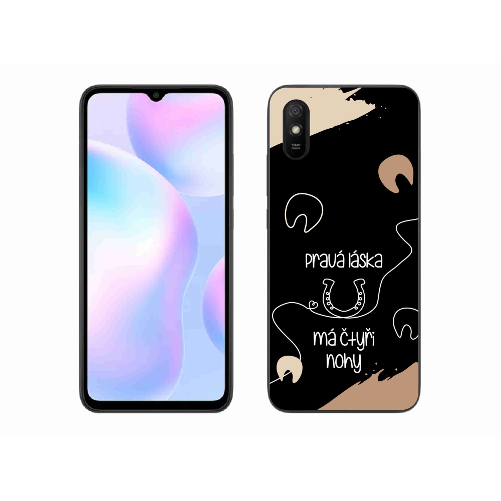 Gélový kryt mmCase na Xiaomi Redmi 9AT - konský motív čierne pozadie