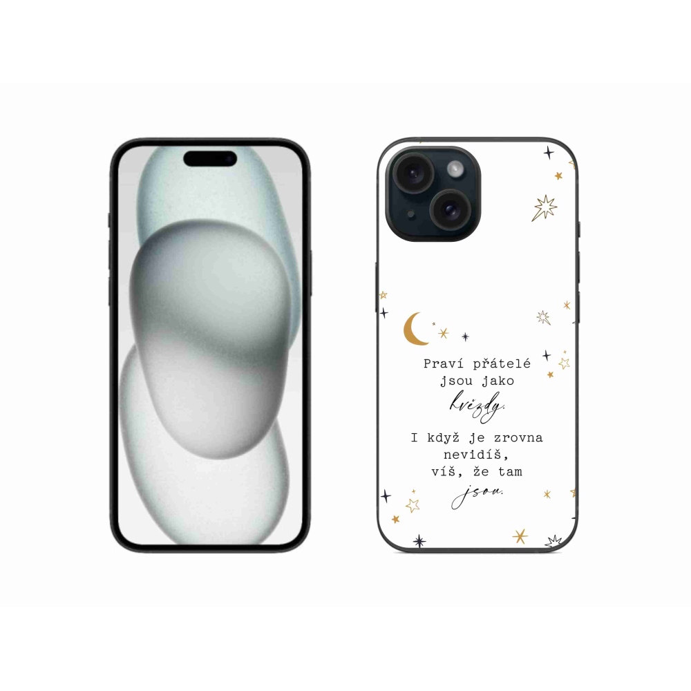 Gélový kryt mmCase na iPhone 15 - citát 6 biele pozadie