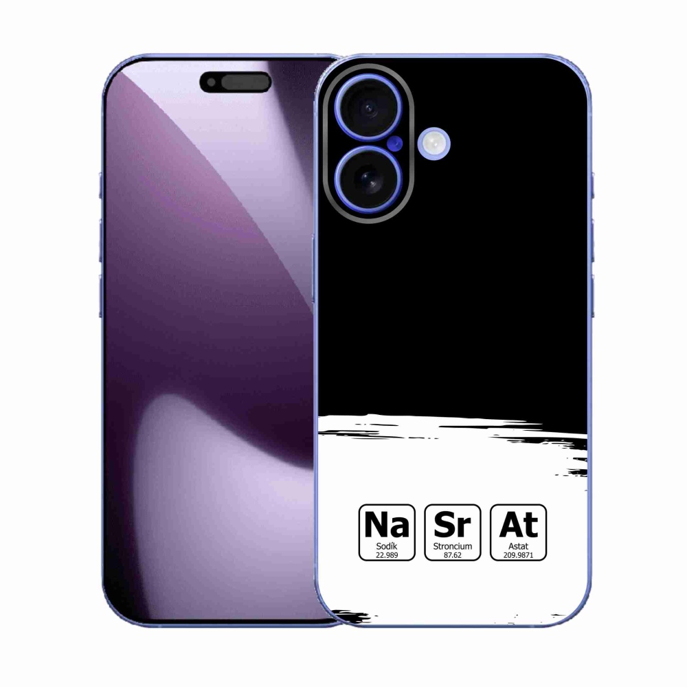 Gélový kryt mmCase na iPhone 17 - chemické prvky bieločierne pozadie