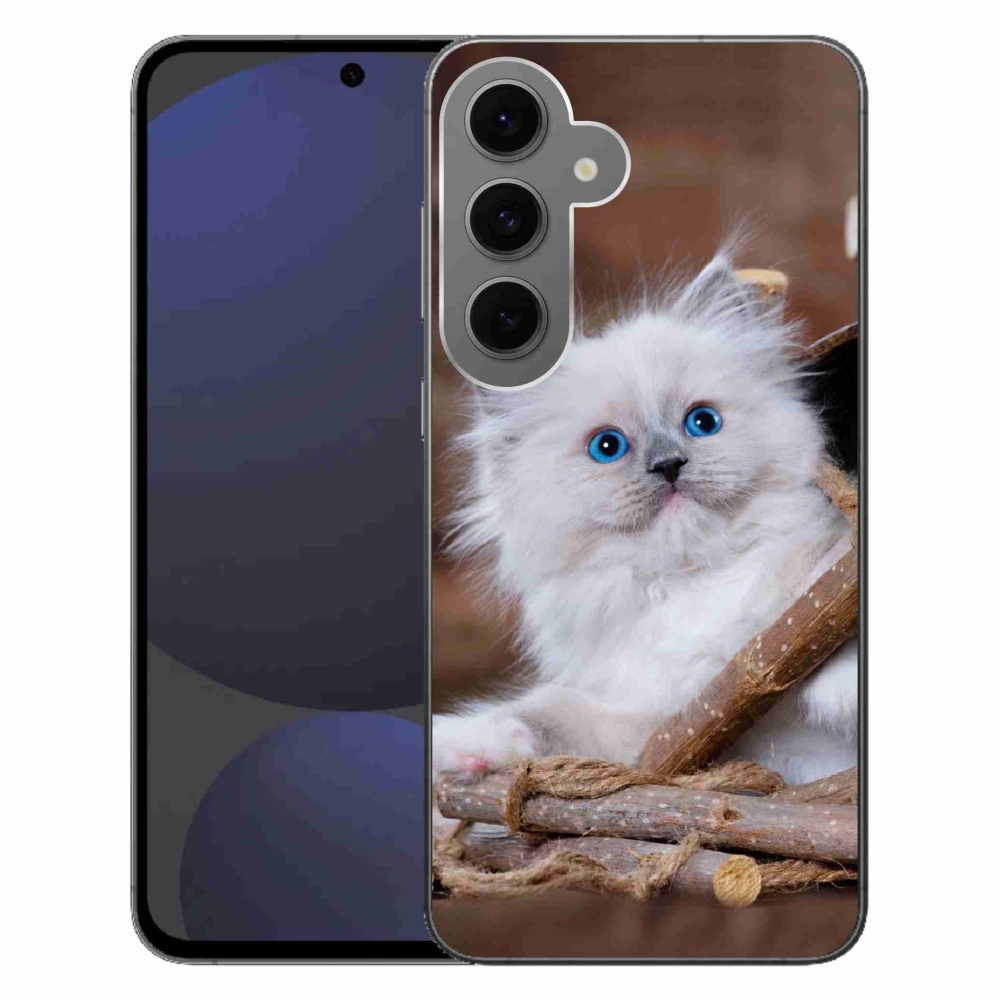 Gélový kryt mmCase na Samsung Galaxy S24 FE - biele mačiatko