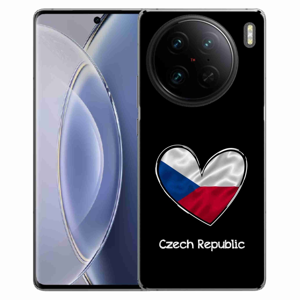 Gélový kryt mmCase na Vivo X90 Pro - vlajka srdca čierne pozadie