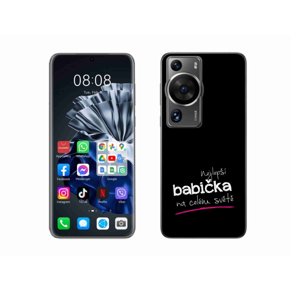Gélový kryt mmCase na Huawei P60 Pro - najlepšia babička 4 čierne pozadie