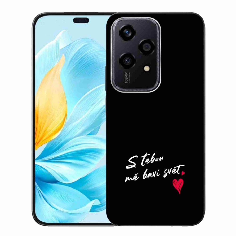 Gélový kryt mmCase na Honor 200 Lite 5G - zamilovaný text 1 čierne pozadie