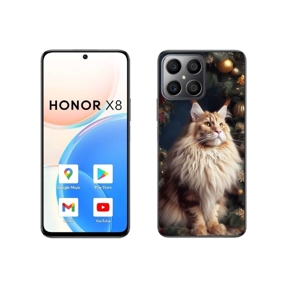 Gélový kryt mmCase na Honor X8 4G - mačka pri stromčeku