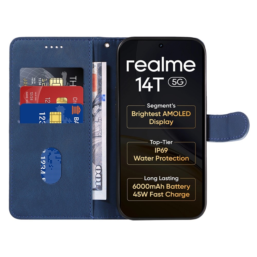 Curved knižkové puzdro na Realme 14 5G/14T 5G - modré