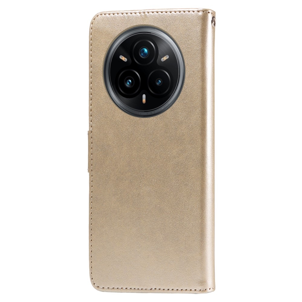 Flowery knižkové puzdro na Realme 14 Pro+ 5G - zlaté