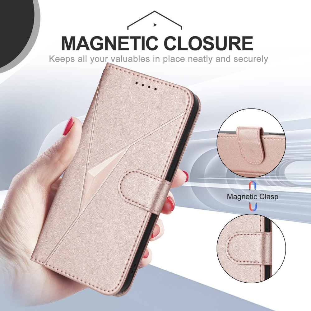 Triangles knižkové puzdro na Realme 14 5G - ružovozlaté