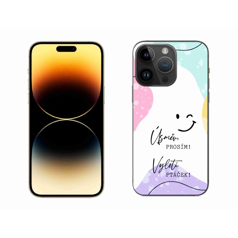 Gélový kryt mmCase na iPhone 14 Pro Max 6.7 - vtipný text 4 biele pozadie