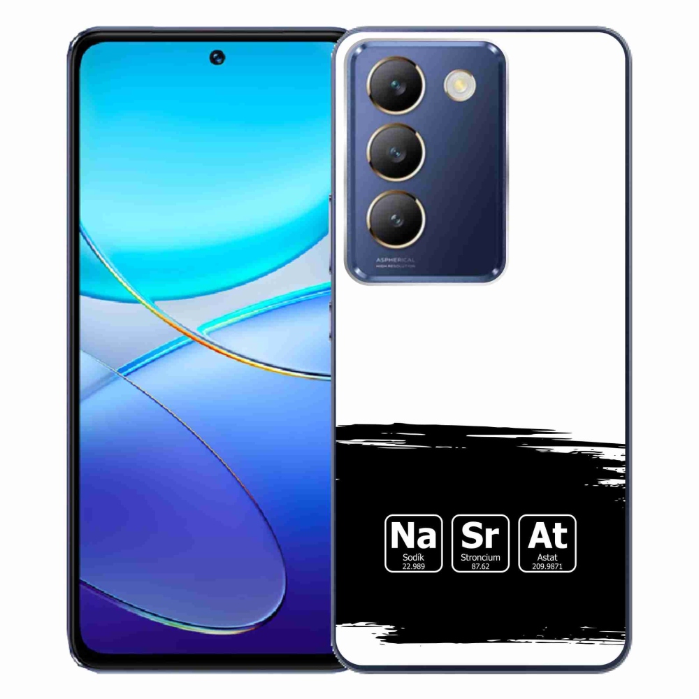Gélový kryt mmCase na Vivo V40 SE 4G/5G - chemické prvky čiernobiele pozadie