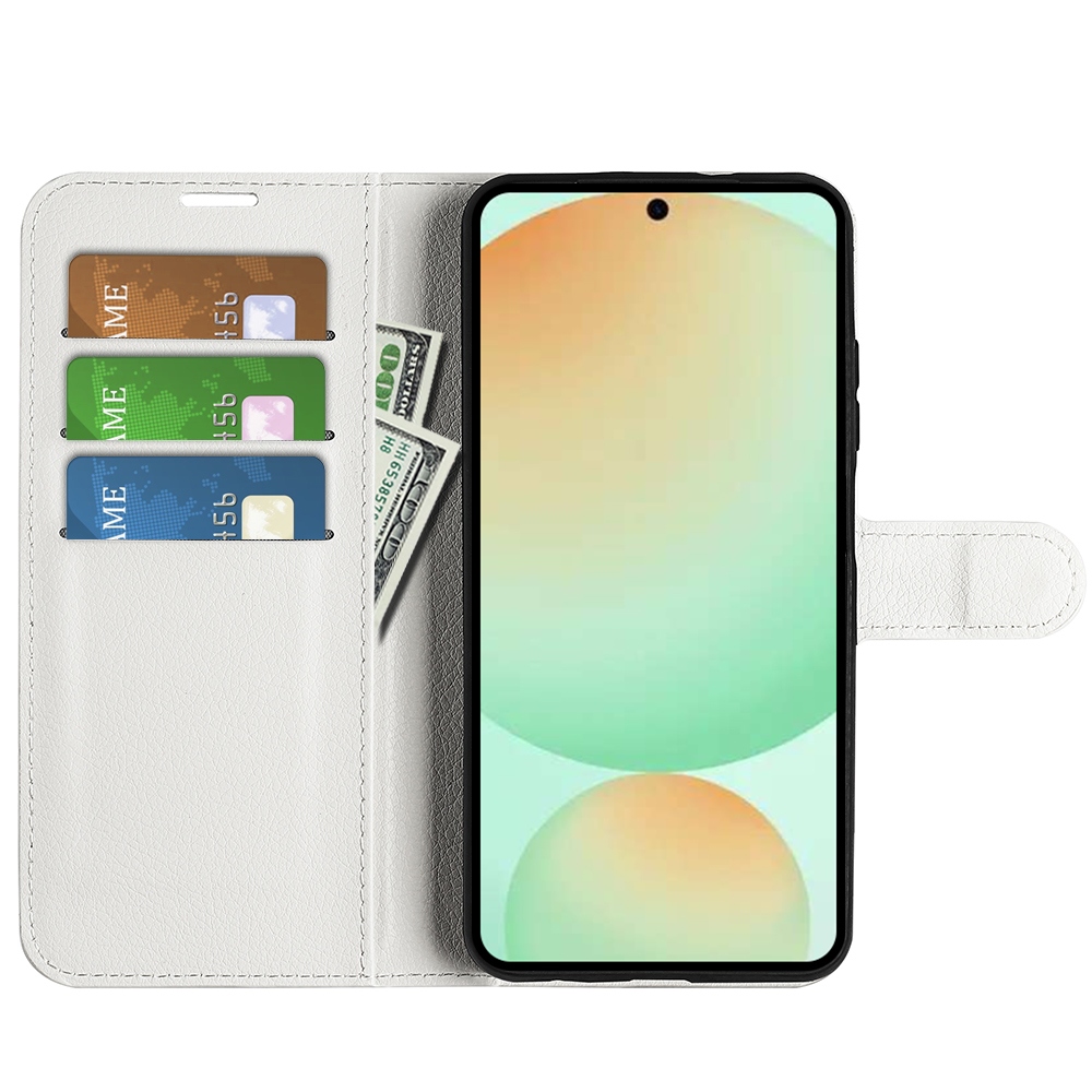 Litchi knižkové púzdro na Samsung Galaxy S25 FE - biele