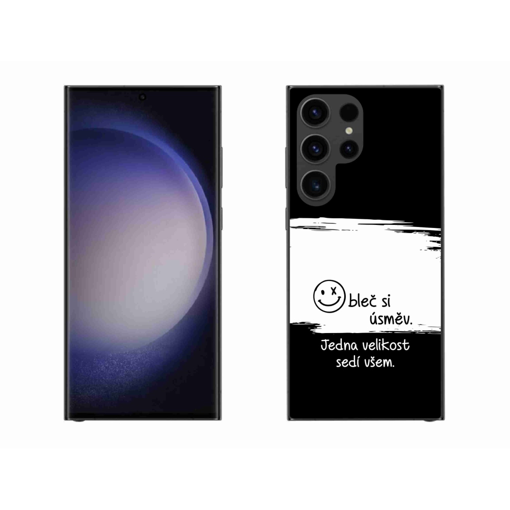 Gélový kryt mmCase na Samsung Galaxy S23 Ultra 5G - vtipný text 8 bieločierne pozadie
