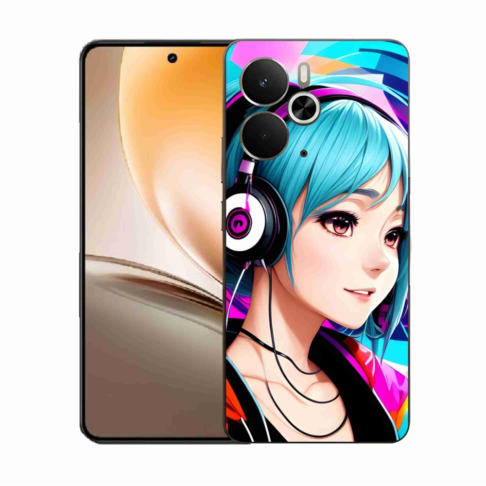 Gélový kryt mmCase na Realme 14 5G - dievča so slúchadlami