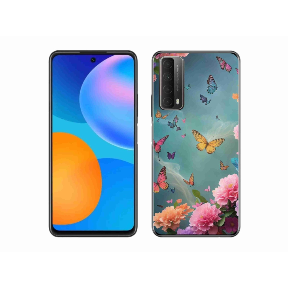 Gelový kryt mmCase na Huawei P Smart (2021) - barevné květy a motýli