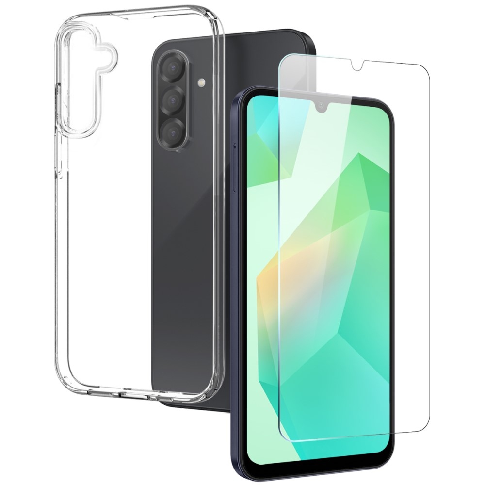 NORTHJO priehľadný gélový obal + tvrdené sklo na Samsung Galaxy A26 5G - priehľadný
