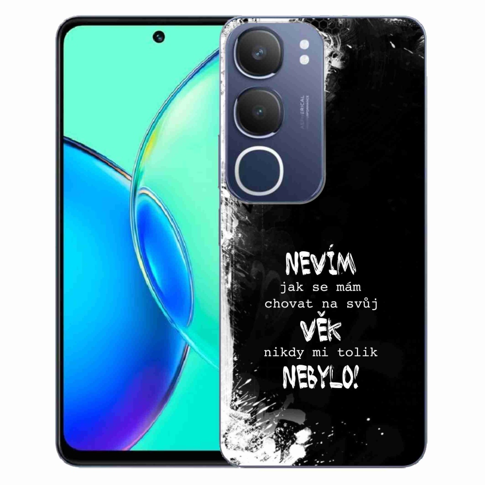Gélový kryt mmCase na Vivo Y19s - vtipný text 14 čierne pozadie