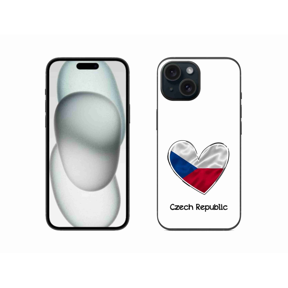 Gélový kryt mmCase na iPhone 15 - vlajka srdca biele pozadie