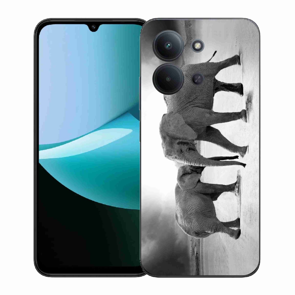 Gélový kryt mmCase na Xiaomi Redmi 15C 4G (171mm)/Poco C85 4G (171mm) - čiernobieli slony