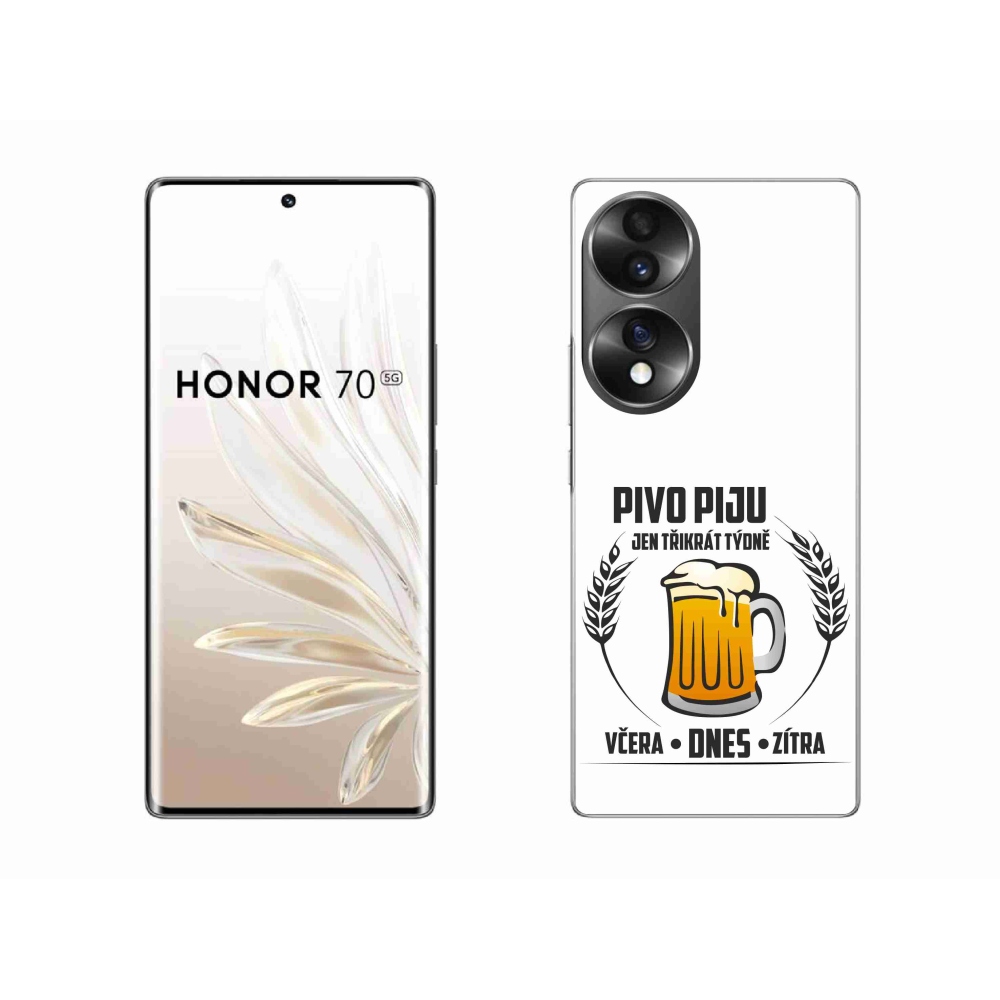 Gélový kryt mmCase na Honor 70 - pivný motív biele pozadie