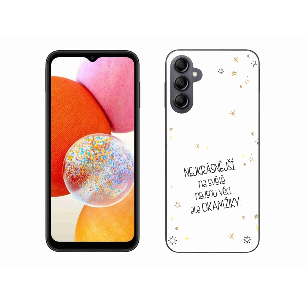 Gélový kryt mmCase na Samsung Galaxy A14 4G/5G - citát 4 biele pozadie
