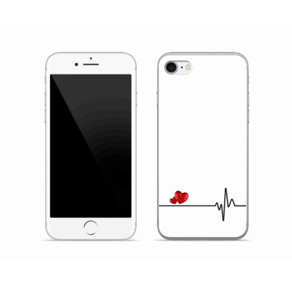 Gélový kryt mmCase na iPhone SE (2022) - srdce a tep biele pozadie