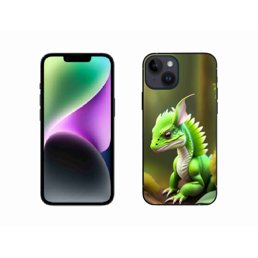 Gélový kryt mmCase na iPhone 14 - zelený dráčik