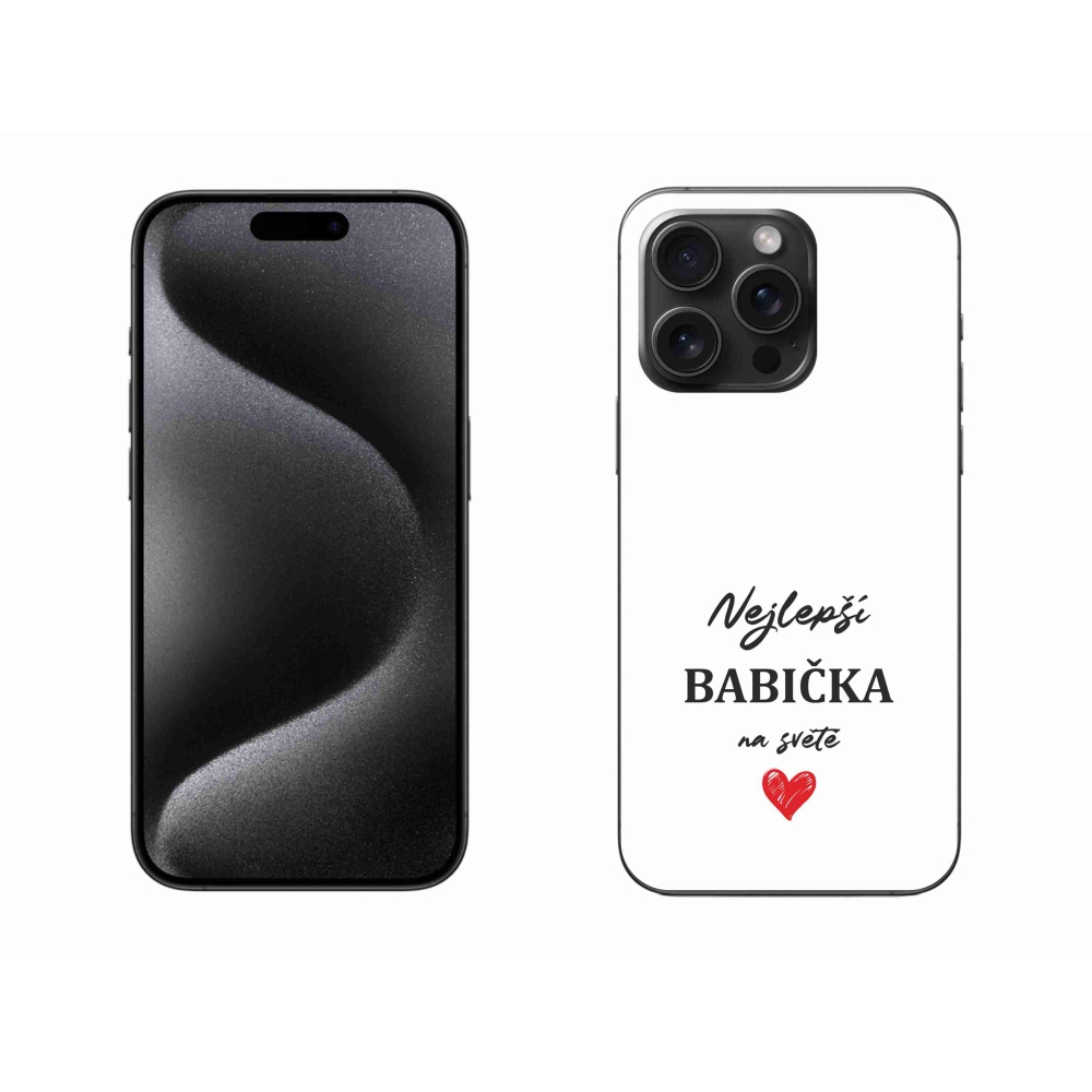 Gélový kryt mmCase na iPhone 15 Pro Max - najlepšia babička 1 biele pozadie
