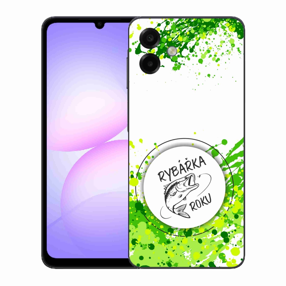 Gélový kryt mmCase na Samsung Galaxy A07 4G - rybárka roku biele pozadie