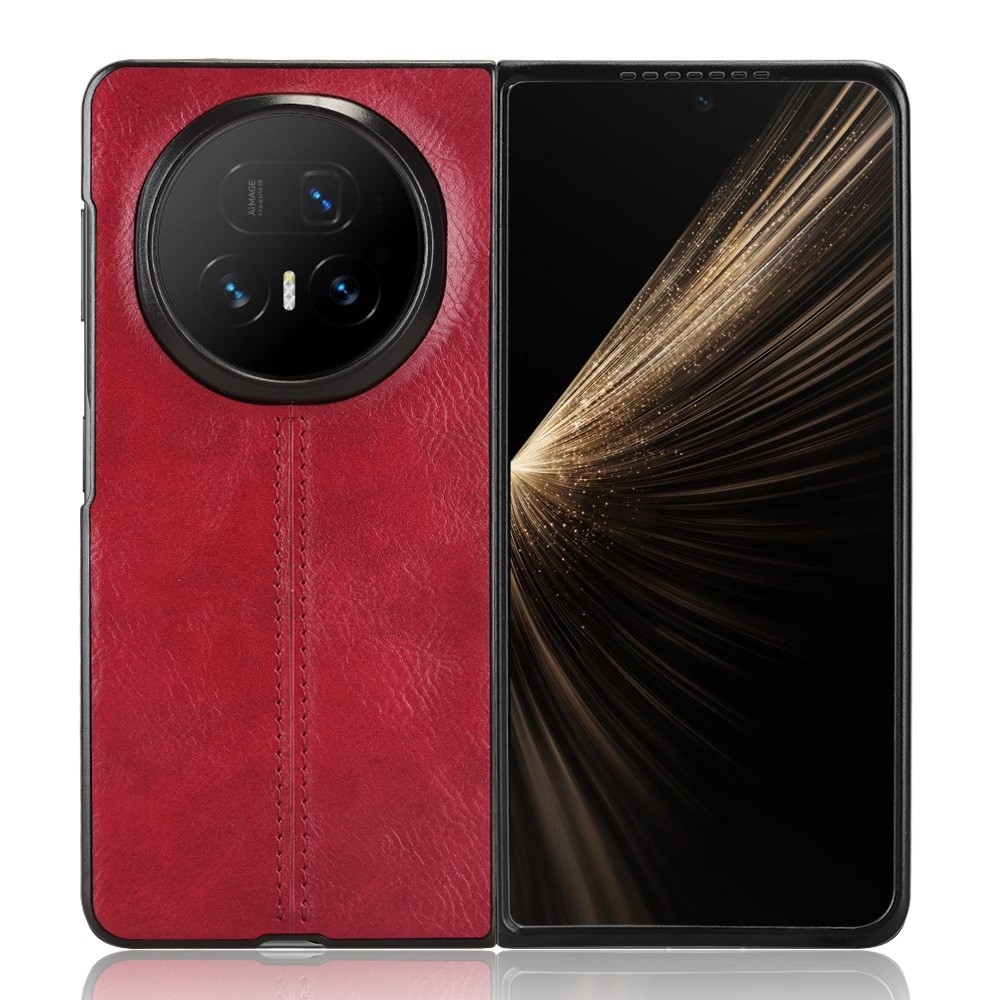 Stitchi plastový obal potiahnutý umelou kožou na mobil Honor Magic V5 - červený