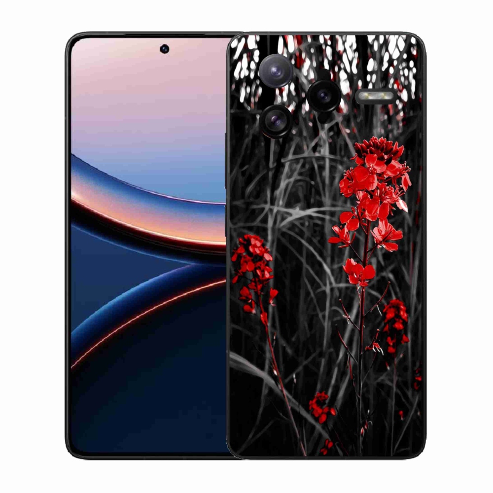 Gélový kryt mmCase na Xiaomi Poco F7 Ultra - červená rastlina