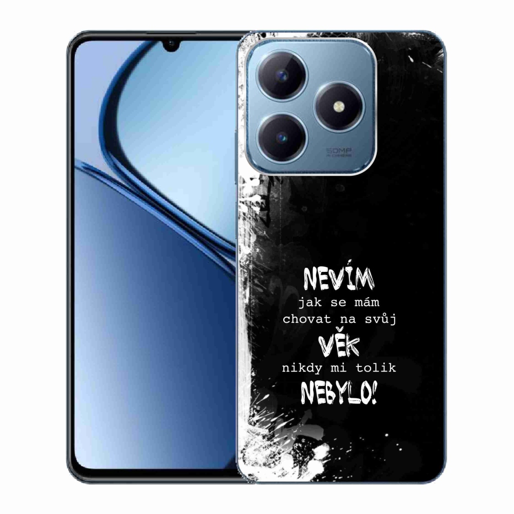 Gélový kryt mmCase na Realme C63 - vtipný text 14 čierne pozadie