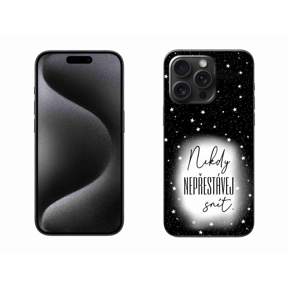 Gélový kryt mmCase na iPhone 15 Pro Max - citát 1 bieločierne pozadie